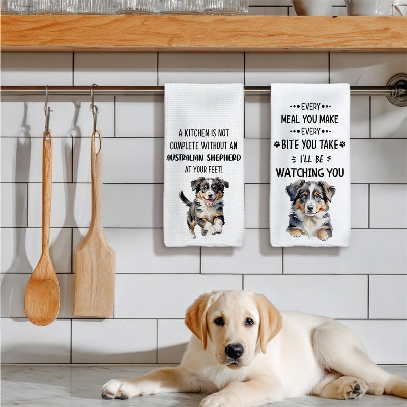 Tzhim Australian Shepherd Kitchen Towels Set of 2, Australian Shepherd Gifts, Australian Shepherd Decor Hand Towels, Australian Shepherd Dishcloths Tea Towels Dish Towels, Dog Kitchen Decor, 16x24inch - Image 5